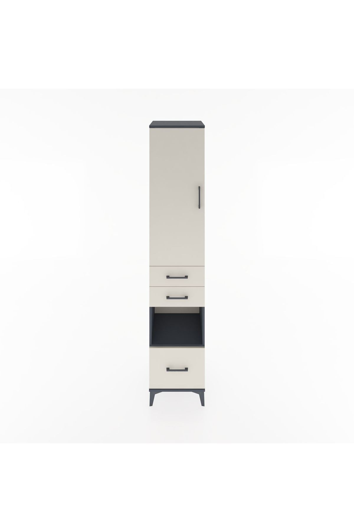 Hyperion Dolap 3 Raflı 3 Çekmeceli Tek Askılı 44x44x221 Antrasit-Aytaşı