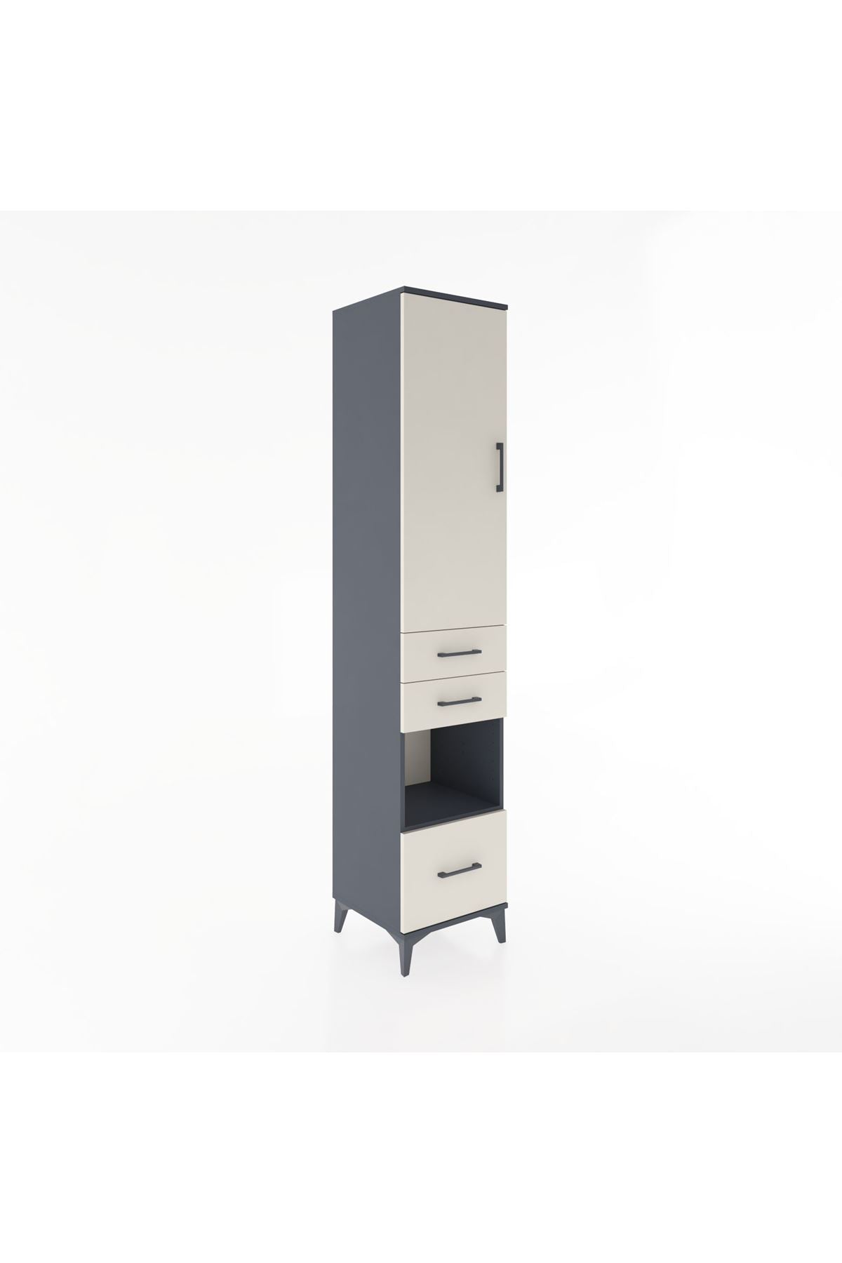 Hyperion Dolap 3 Raflı 3 Çekmeceli Tek Askılı 44x44x221 Antrasit-Aytaşı