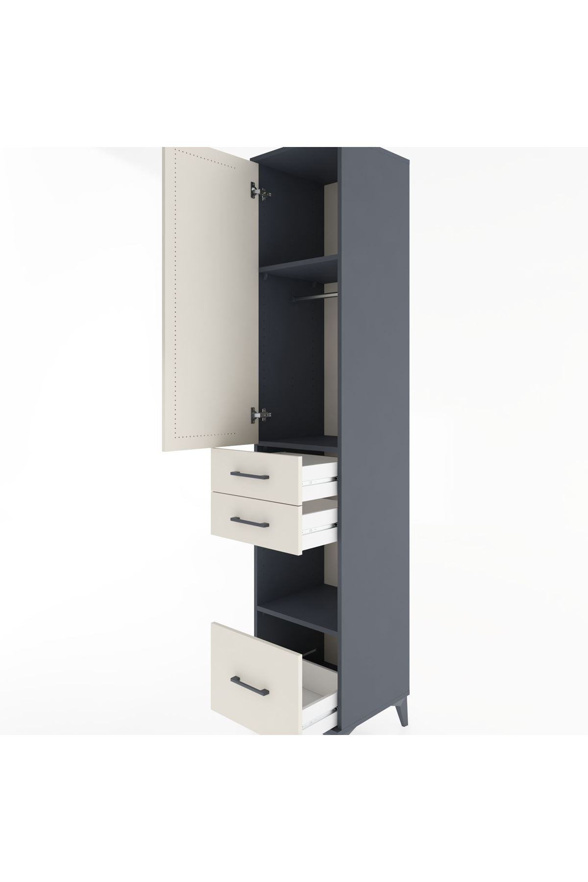 Hyperion Dolap 3 Raflı 3 Çekmeceli Tek Askılı 44x44x221 - S61M161V4B