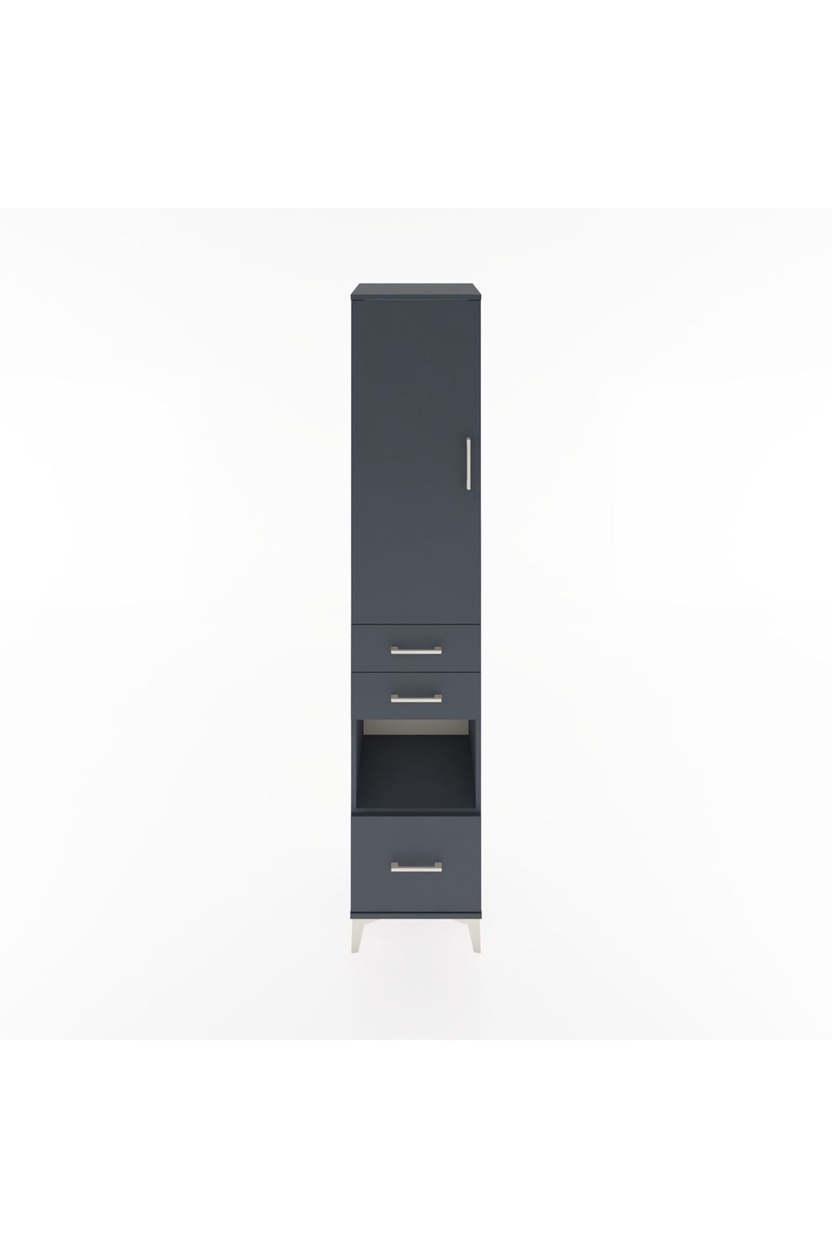 Hyperion Dolap 3 Raflı 3 Çekmeceli Tek Askılı 44x44x221 Antrasit-Antrasit