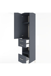 Hyperion Dolap 3 Raflı 3 Çekmeceli Tek Askılı 44x44x221 Antrasit-Antrasit