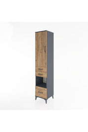 Hyperion Dolap 3 Raflı 3 Çekmeceli Tek Askılı 44x44x221 Antrasit-Çam