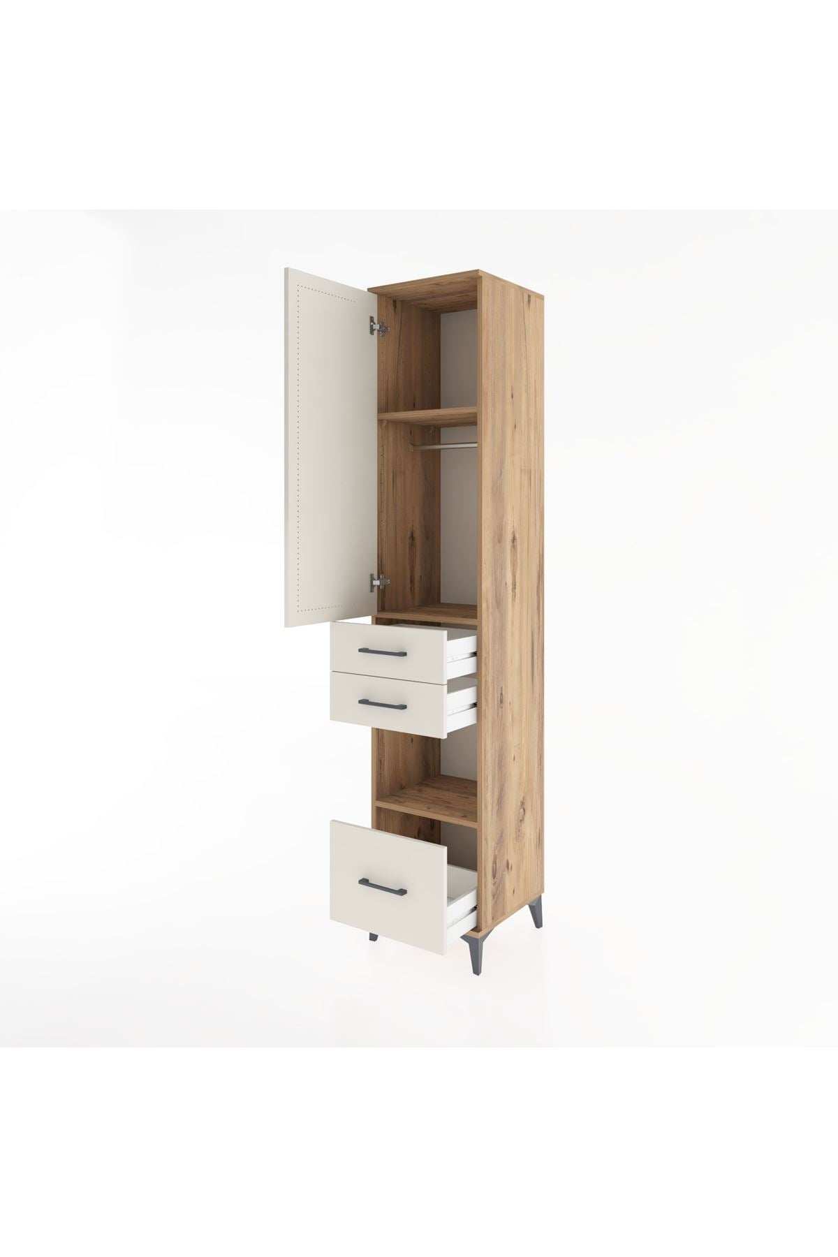 Hyperion Dolap 3 Raflı 3 Çekmeceli Tek Askılı 44x44x221 - S61M161V7B
