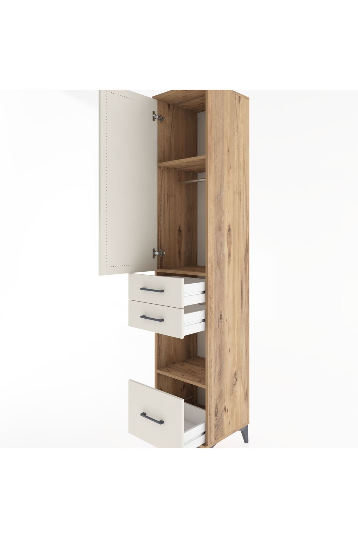 Hyperion Dolap 3 Raflı 3 Çekmeceli Tek Askılı 44x44x221 - S61M161V7B
