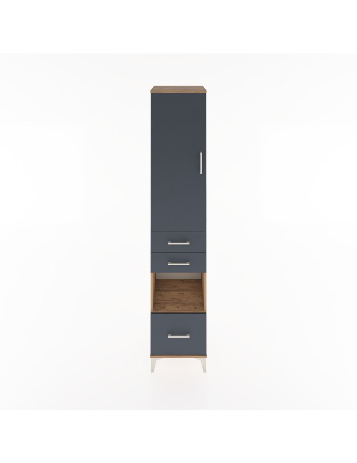 Hyperion Dolap 3 Raflı 3 Çekmeceli Tek Askılı 44x44x221 Çam-Antrasit