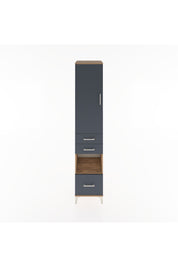 Hyperion Dolap 3 Raflı 3 Çekmeceli Tek Askılı 44x44x221 Çam-Antrasit