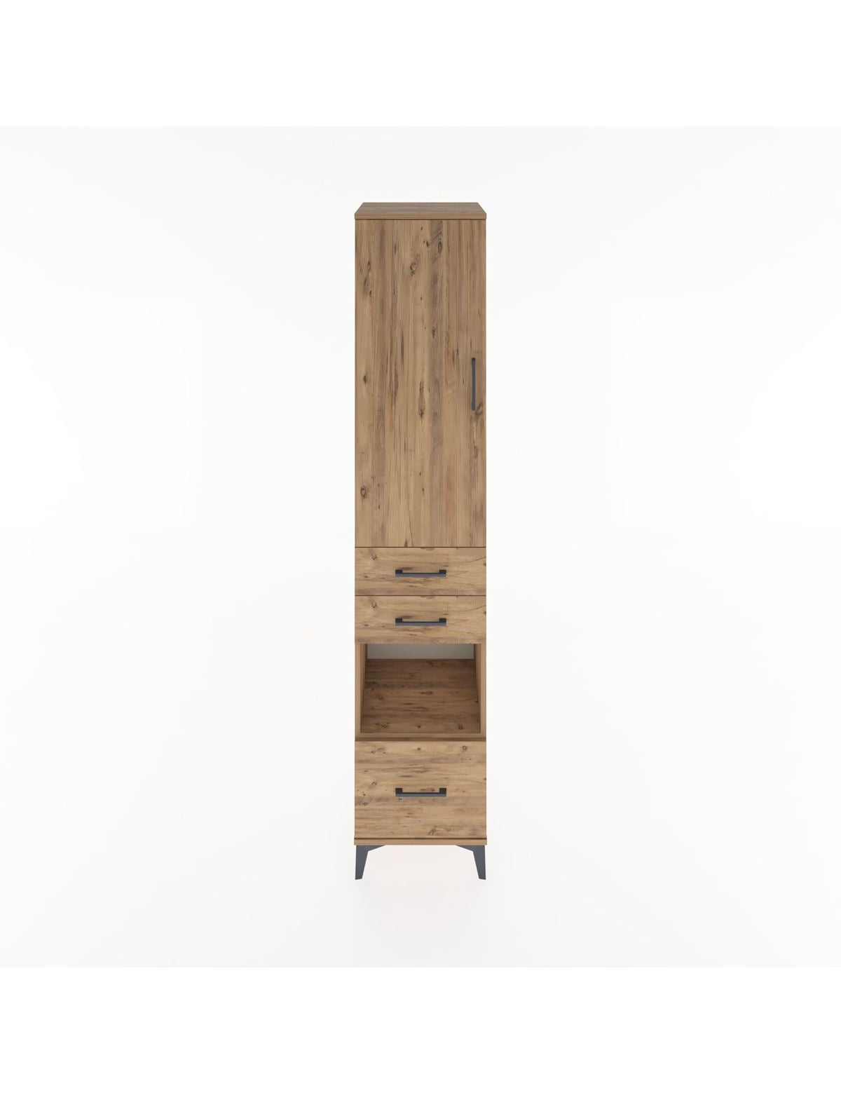 Hyperion Dolap 3 Raflı 3 Çekmeceli Tek Askılı 44x44x221 Çam-Çam