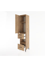 Hyperion Dolap 3 Raflı 3 Çekmeceli Tek Askılı 44x44x221 Çam-Çam