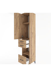 Hyperion Dolap 3 Raflı 3 Çekmeceli Tek Askılı 44x44x221 Çam-Çam