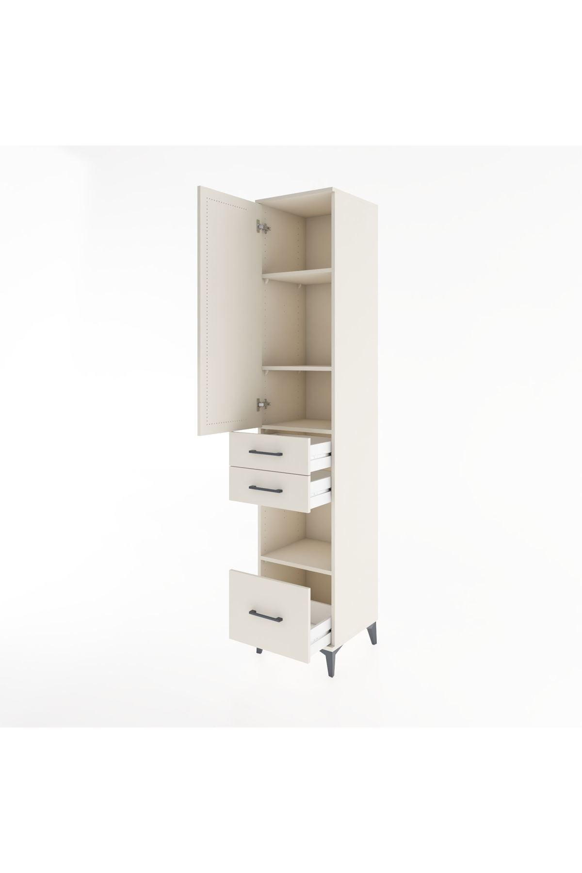 Hyperion Dolap 4 Raflı 3 Çekmeceli Tek Kapaklı 44x44x221 Aytaşı-Aytaşı