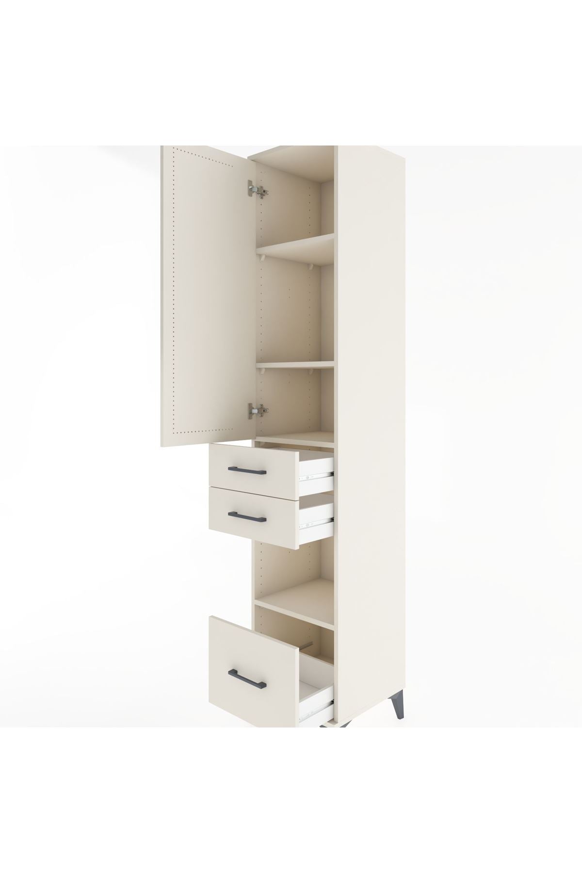 Hyperion Dolap 4 Raflı 3 Çekmeceli Tek Kapaklı 44x44x221 Aytaşı-Aytaşı