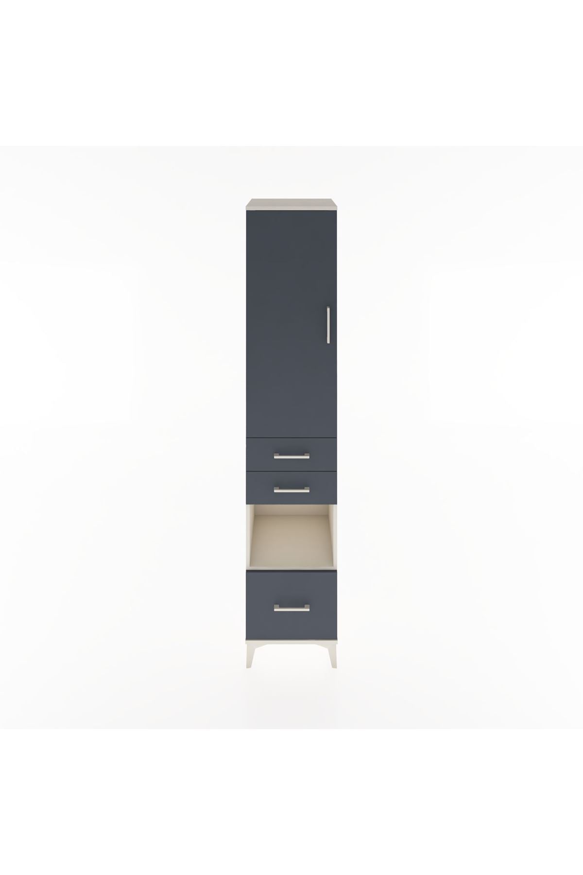 Hyperion Dolap 4 Raflı 3 Çekmeceli Tek Kapaklı 44x44x221 Aytaşı-Antrasit