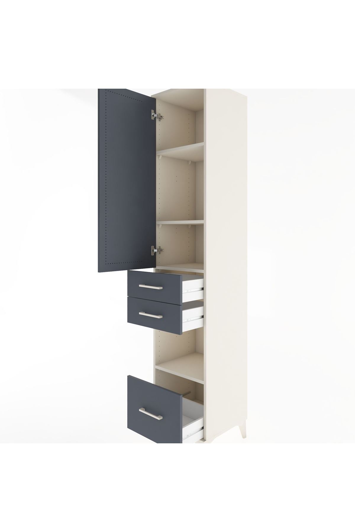 Hyperion Dolap 4 Raflı 3 Çekmeceli Tek Kapaklı 44x44x221 Aytaşı-Antrasit