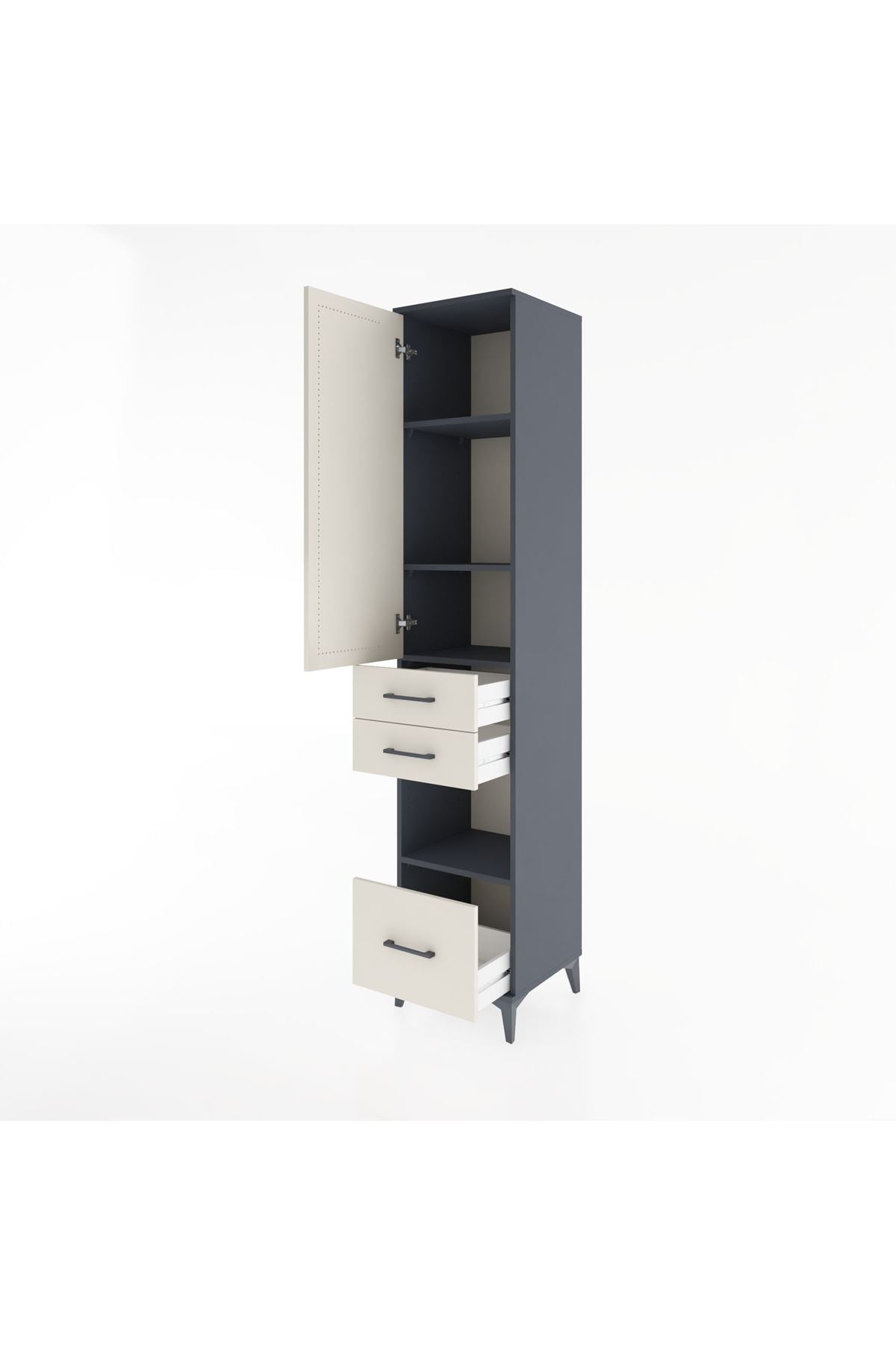 Hyperion Dolap 4 Raflı 3 Çekmeceli Tek Kapaklı 44x44x221 - S61M162V4B