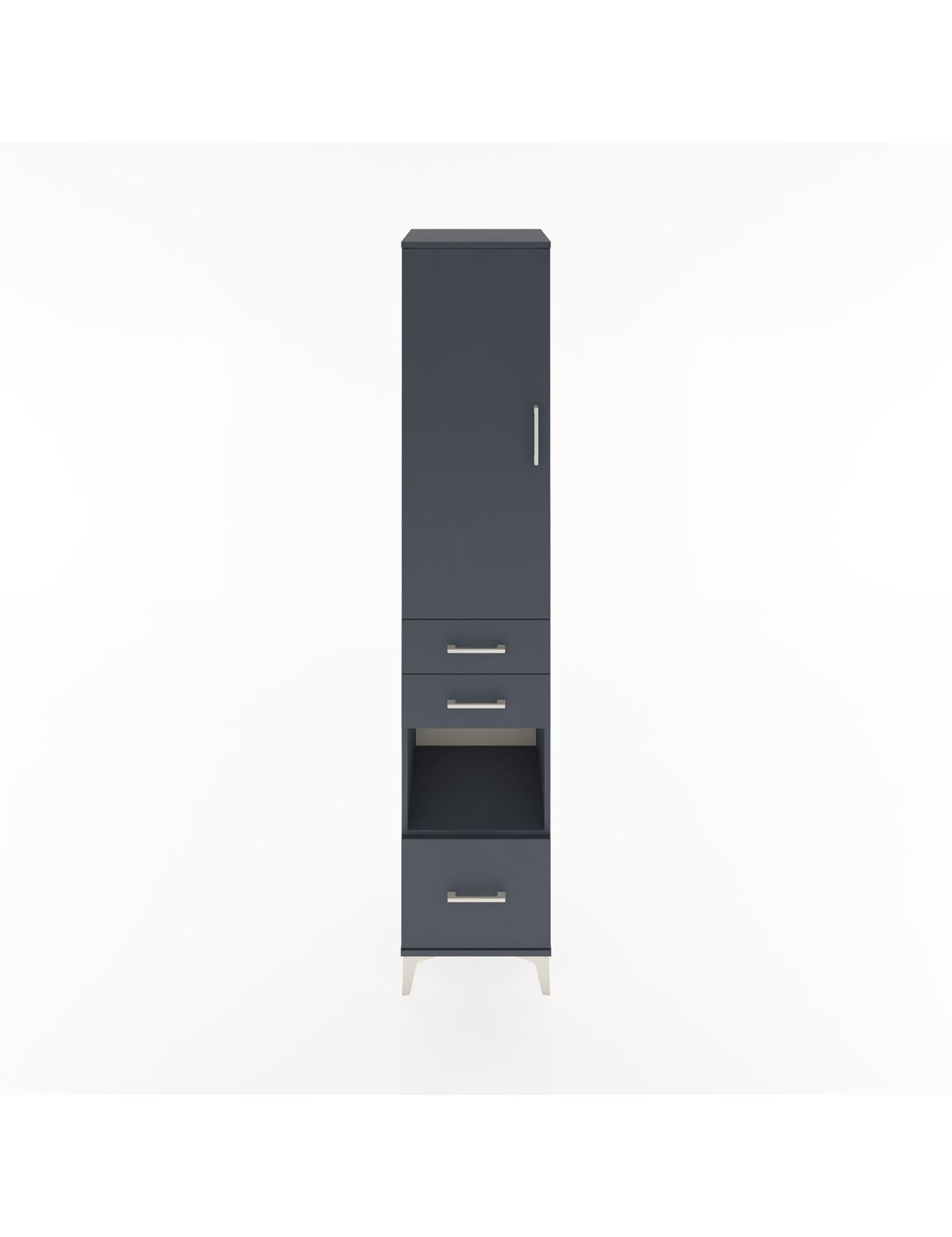 Hyperion Dolap 4 Raflı 3 Çekmeceli Tek Kapaklı 44x44x221 Antrasit-Antrasit
