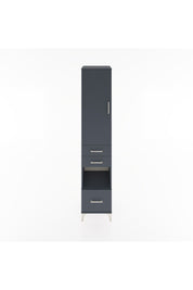 Hyperion Dolap 4 Raflı 3 Çekmeceli Tek Kapaklı 44x44x221 Antrasit-Antrasit