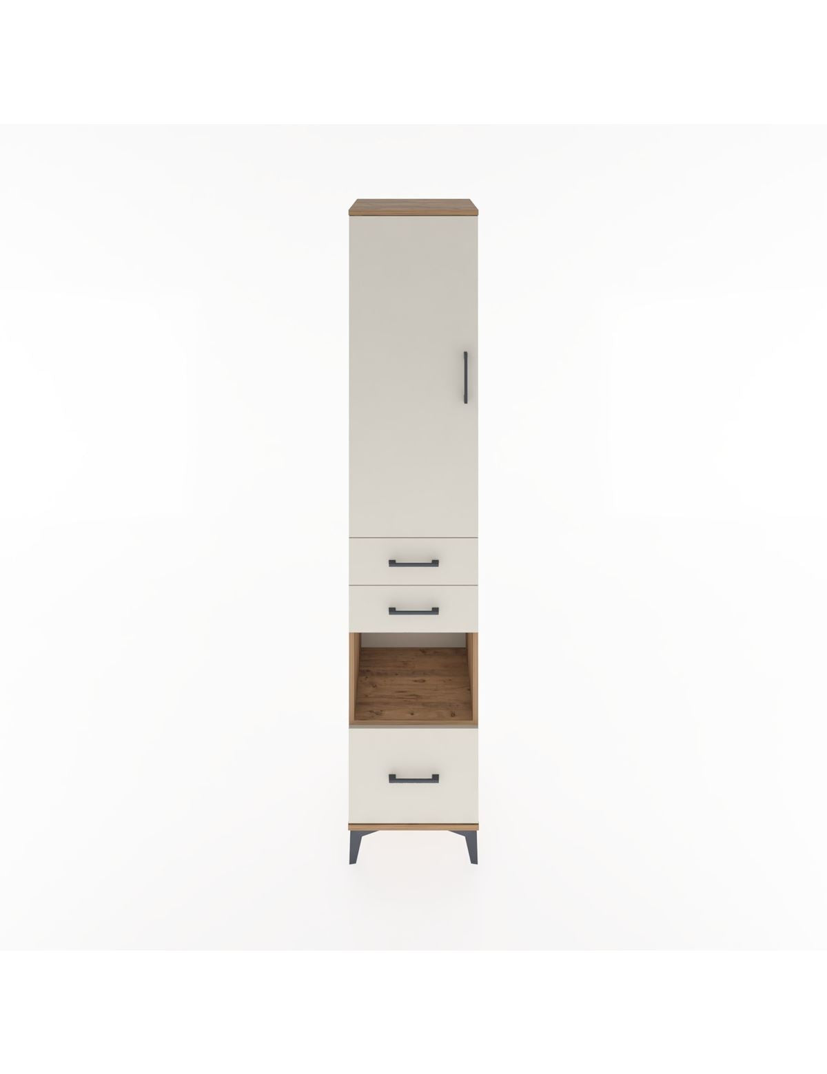 Hyperion Dolap 4 Raflı 3 Çekmeceli Tek Kapaklı 44x44x221 Çam-Aytaşı