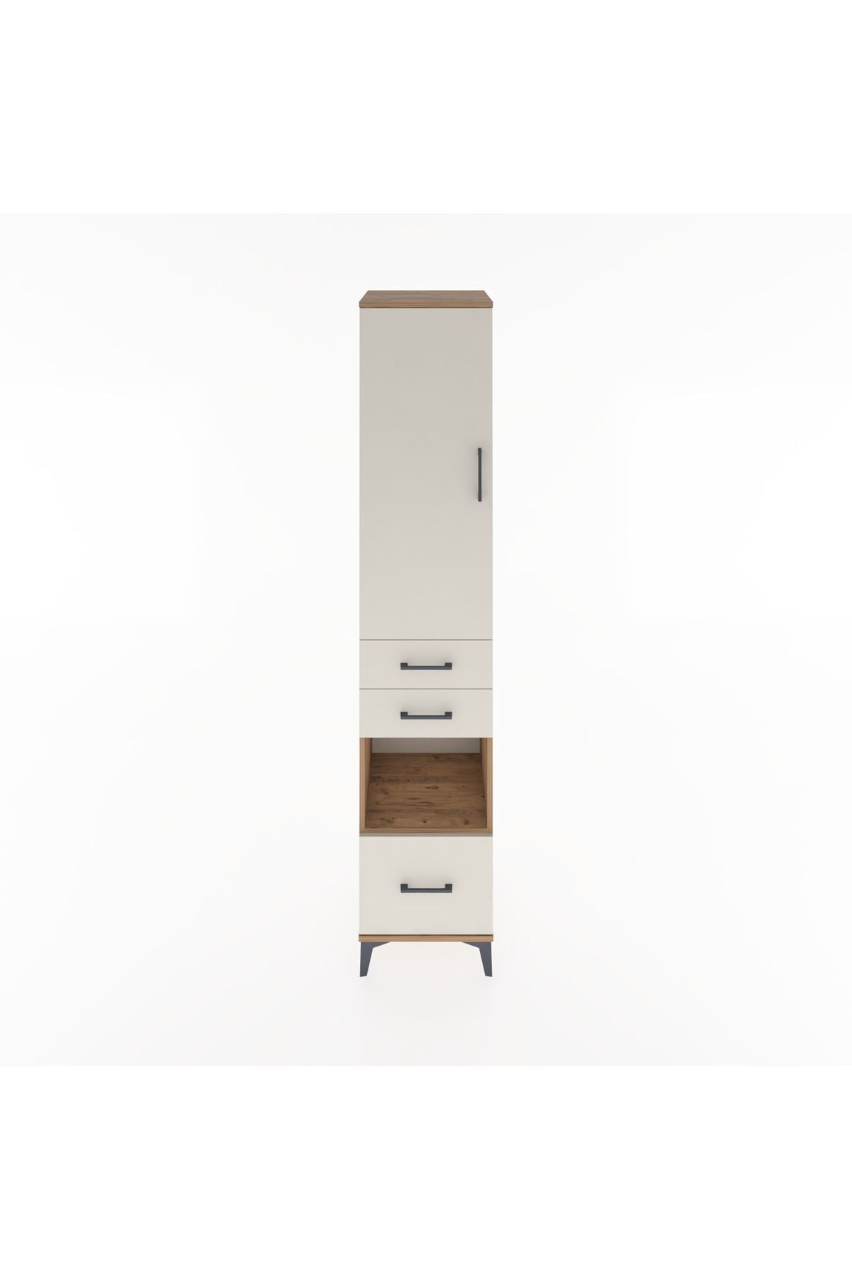 Hyperion Dolap 4 Raflı 3 Çekmeceli Tek Kapaklı 44x44x221 Çam-Aytaşı