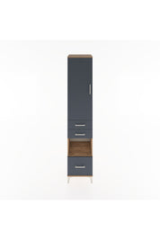 Hyperion Dolap 4 Raflı 3 Çekmeceli Tek Kapaklı 44x44x221 Çam-Antrasit