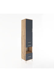 Hyperion Dolap 4 Raflı 3 Çekmeceli Tek Kapaklı 44x44x221 Çam-Antrasit