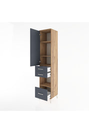 Hyperion Dolap 4 Raflı 3 Çekmeceli Tek Kapaklı 44x44x221 Çam-Antrasit