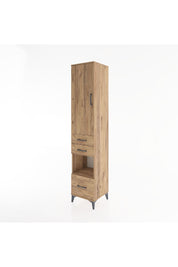 Hyperion Dolap 4 Raflı 3 Çekmeceli Tek Kapaklı 44x44x221 Çam-Çam