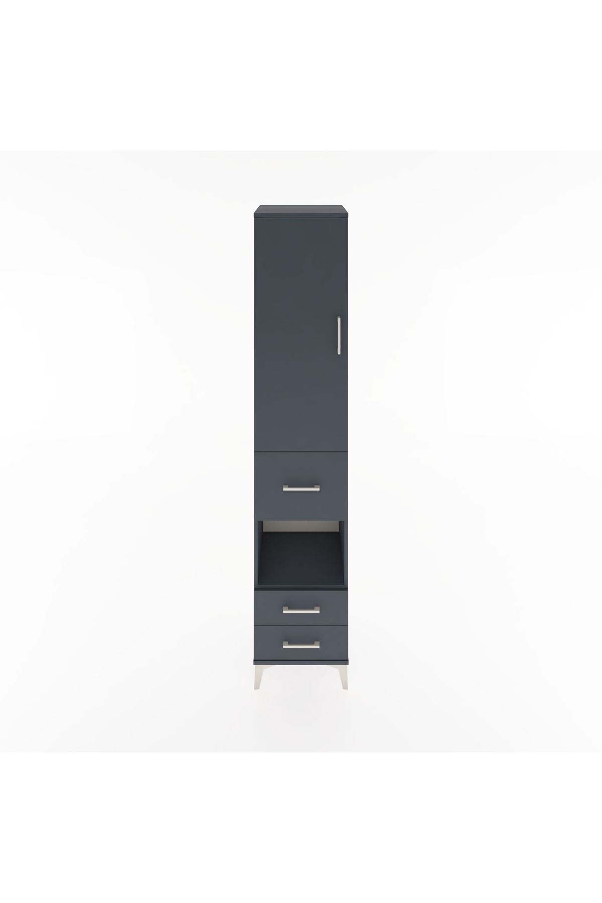 Hyperion Dolap 3 Raflı 3 Çekmeceli Tek Askılı 44x44x221 Antrasit-Antrasit