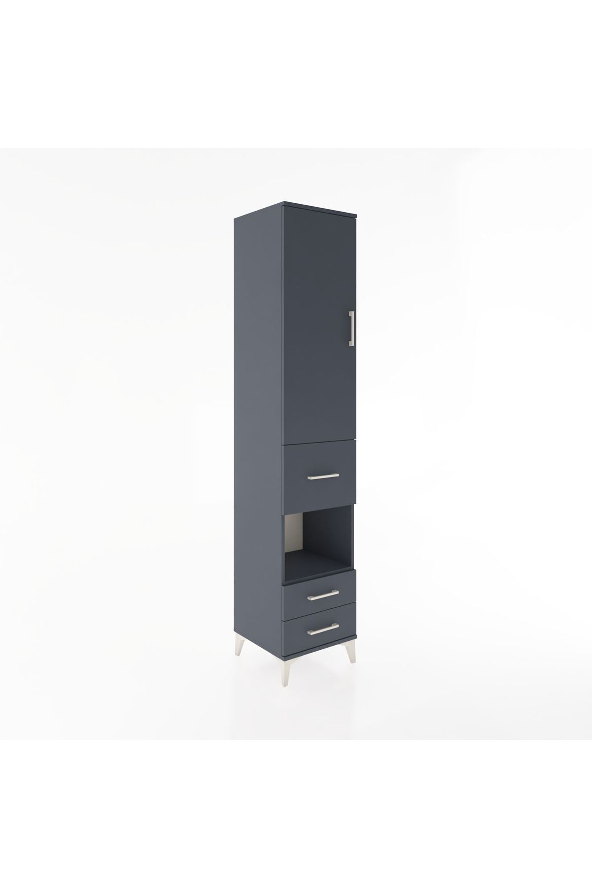 Hyperion Dolap 3 Raflı 3 Çekmeceli Tek Askılı 44x44x221 Antrasit-Antrasit