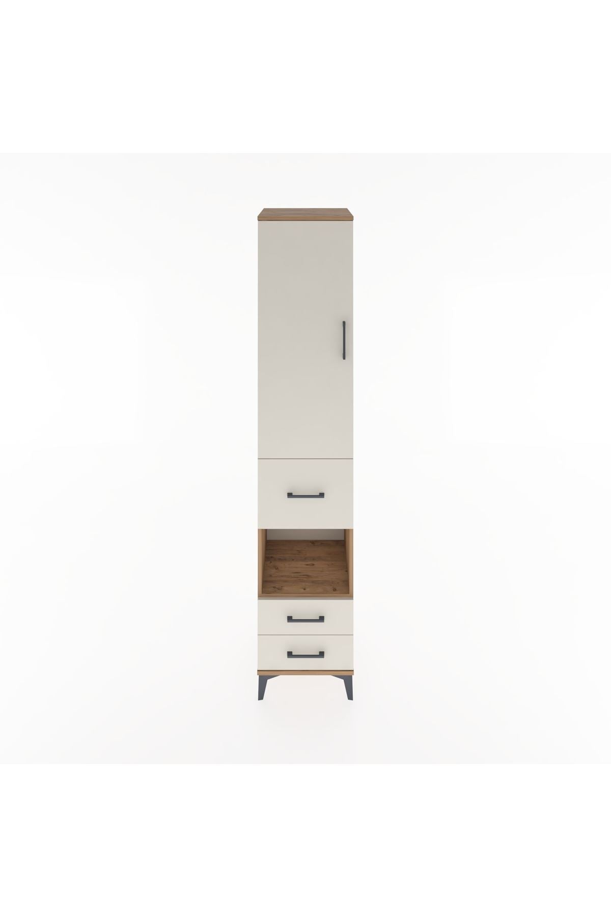 Hyperion Dolap 3 Raflı 3 Çekmeceli Tek Askılı 44x44x221 Çam-Aytaşı