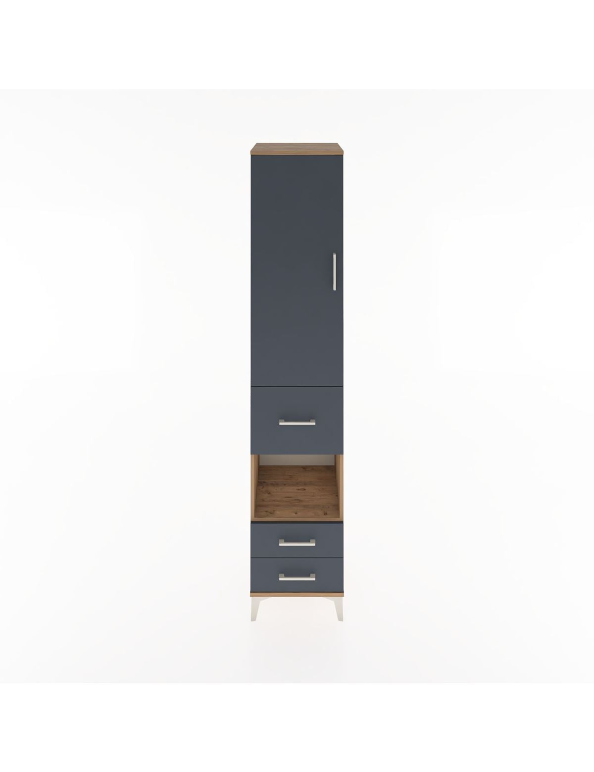 Hyperion Dolap 3 Raflı 3 Çekmeceli Tek Askılı 44x44x221 Çam-Antrasit