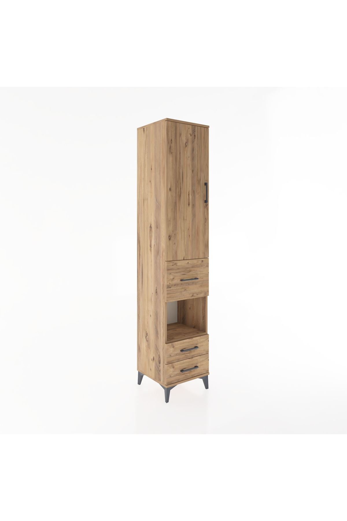 Hyperion Dolap 3 Raflı 3 Çekmeceli Tek Askılı 44x44x221 Çam-Çam