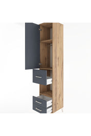 Hyperion Dolap 3 Raflı 3 Çekmeceli Tek Askılı 44x44x221 Çam-Antrasit