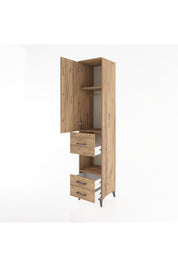 Hyperion Dolap 3 Raflı 3 Çekmeceli Tek Askılı 44x44x221 Çam-Çam