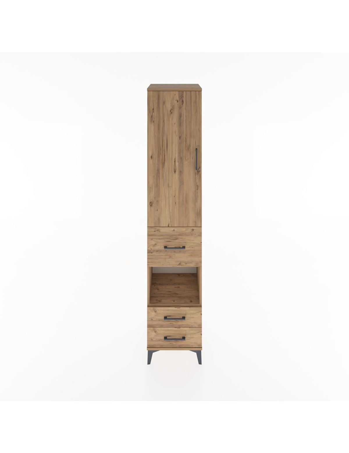 Hyperion Dolap 3 Raflı 3 Çekmeceli Tek Askılı 44x44x221 Çam-Çam