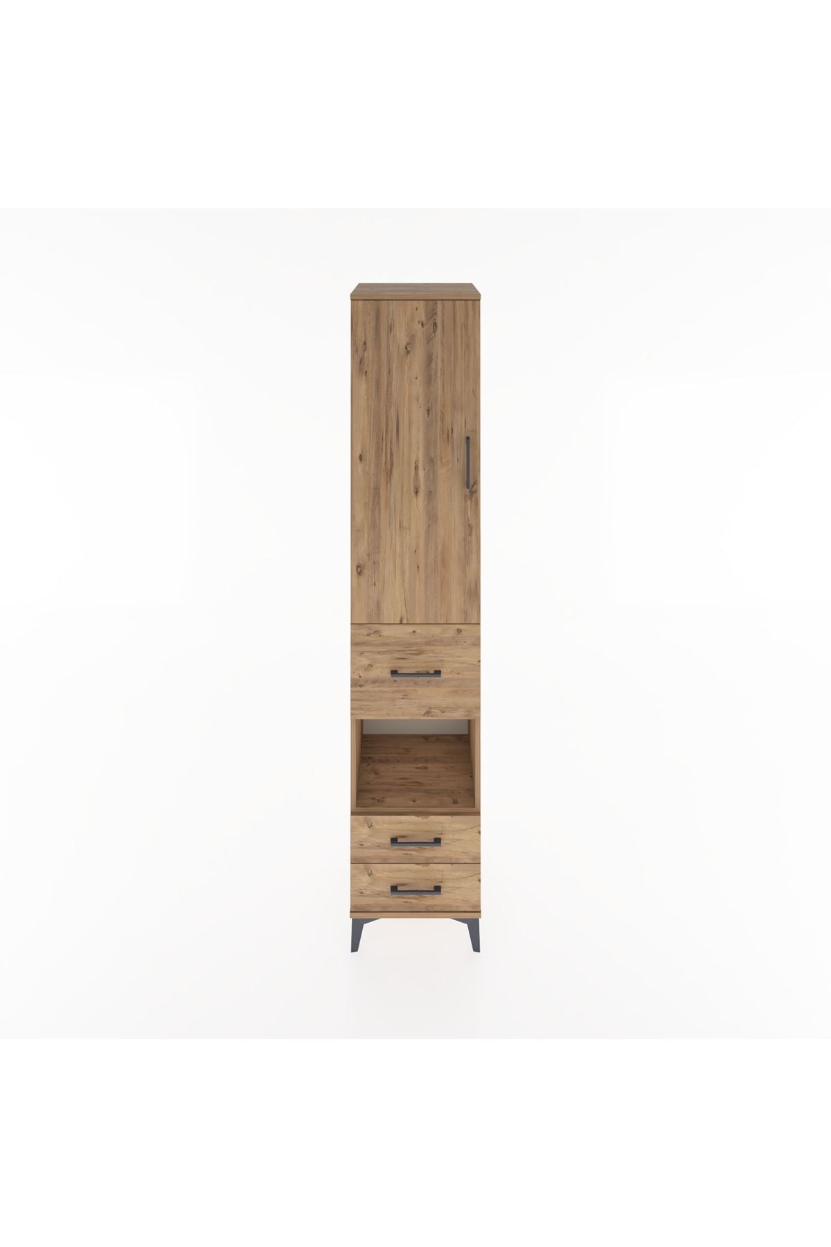 Hyperion Dolap 3 Raflı 3 Çekmeceli Tek Askılı 44x44x221 Çam-Çam