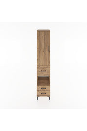 Hyperion Dolap 3 Raflı 3 Çekmeceli Tek Askılı 44x44x221 Çam-Çam