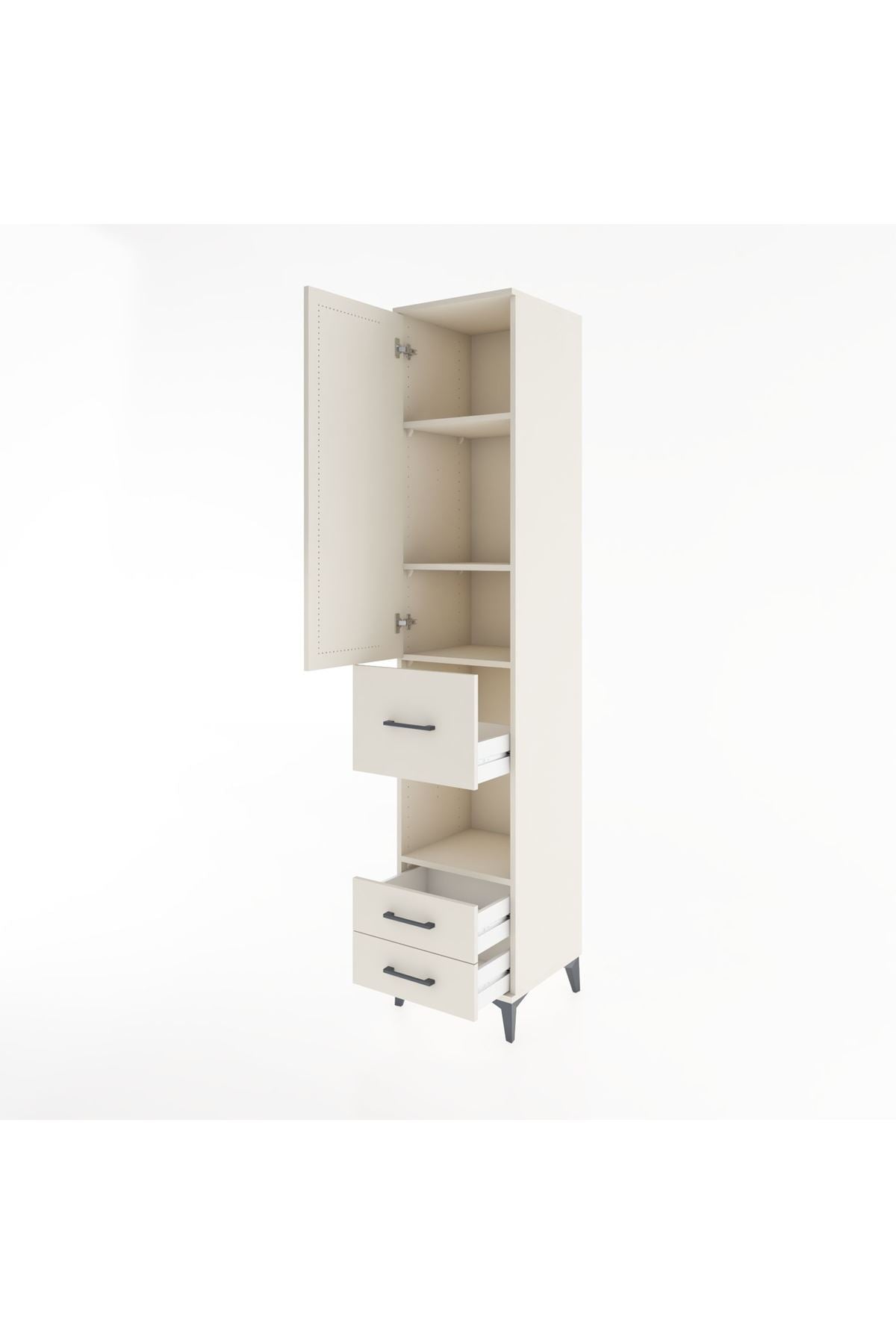 Hyperion Dolap 4 Raflı 3 Çekmeceli Tek Kapaklı 44x44x221 Aytaşı-Aytaşı