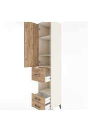 Hyperion Dolap 4 Raflı 3 Çekmeceli Tek Kapaklı 44x44x221 Aytaşı-Çam