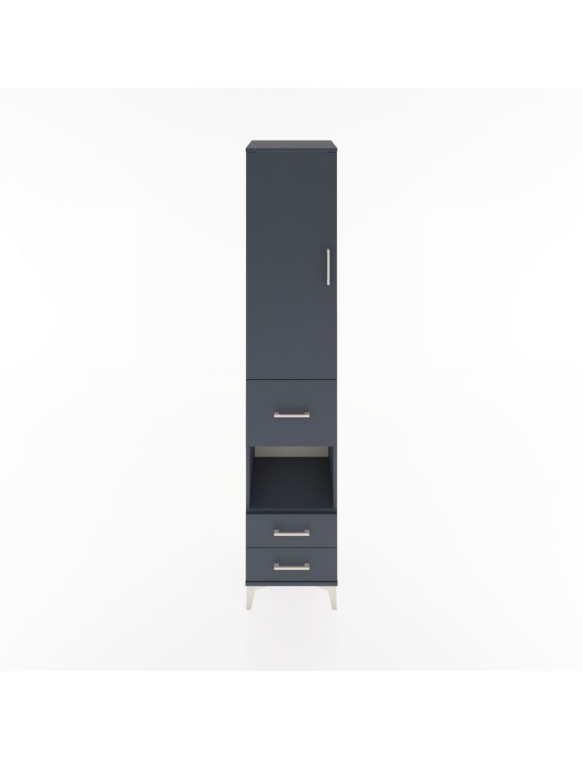Hyperion Dolap 4 Raflı 3 Çekmeceli Tek Kapaklı 44x44x221 Antrasit-Antrasit
