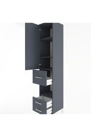 Hyperion Dolap 4 Raflı 3 Çekmeceli Tek Kapaklı 44x44x221 Antrasit-Antrasit
