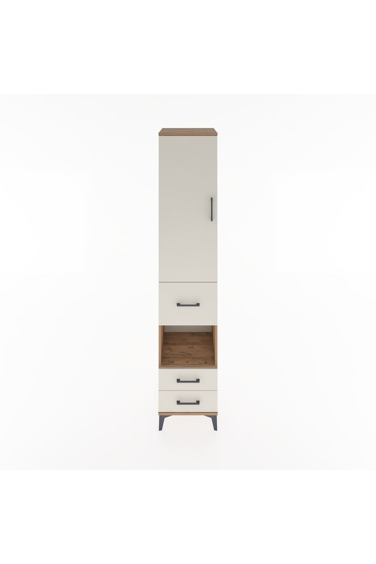 Hyperion Dolap 4 Raflı 3 Çekmeceli Tek Kapaklı 44x44x221 Çam-Aytaşı