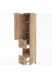 Hyperion Dolap 4 Raflı 3 Çekmeceli Tek Kapaklı 44x44x221 Çam-Çam