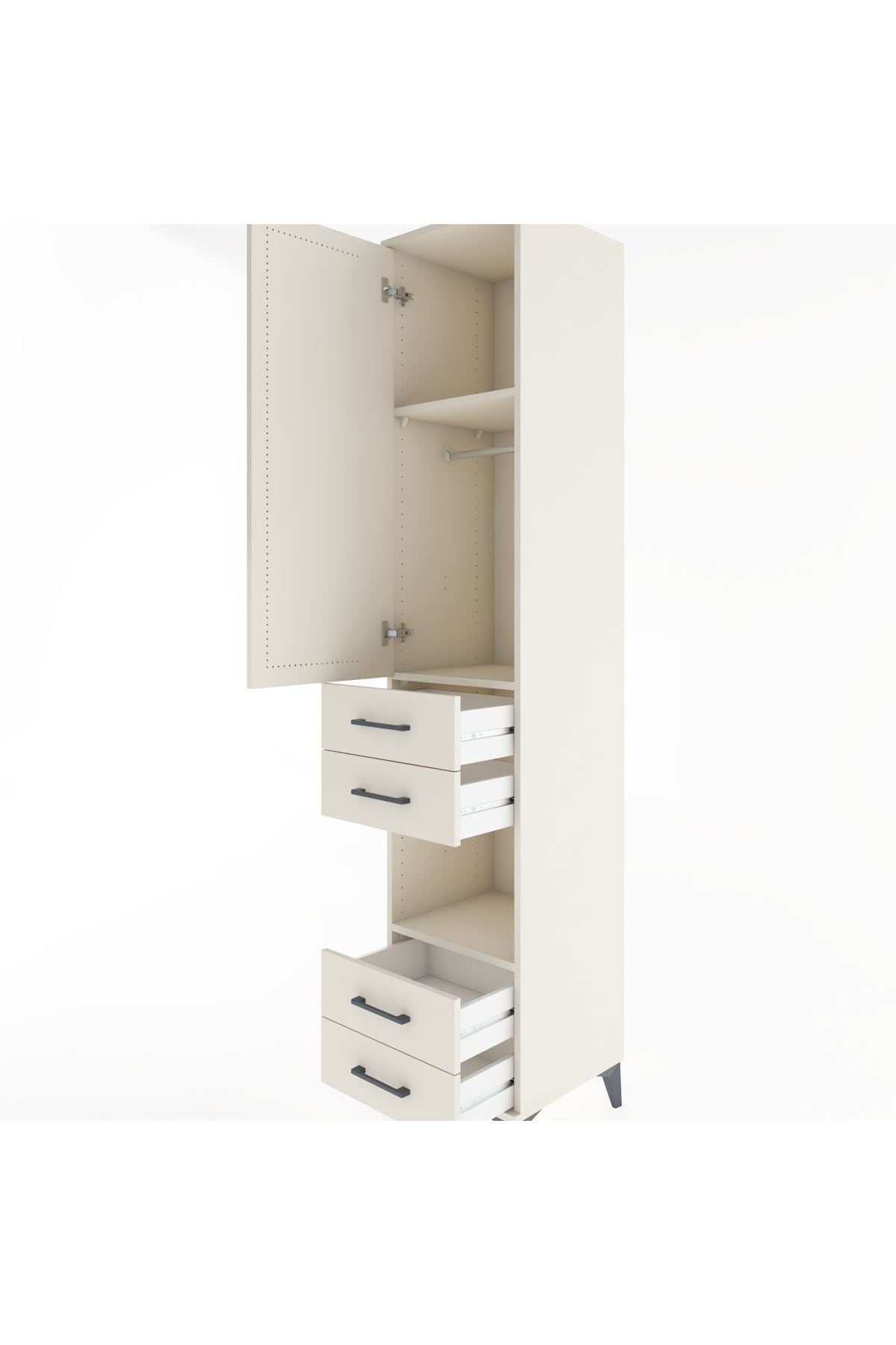 Hyperion Dolap 3 Raflı 4 Çekmeceli Tek Askılı 44x44x221 Aytaşı-Aytaşı