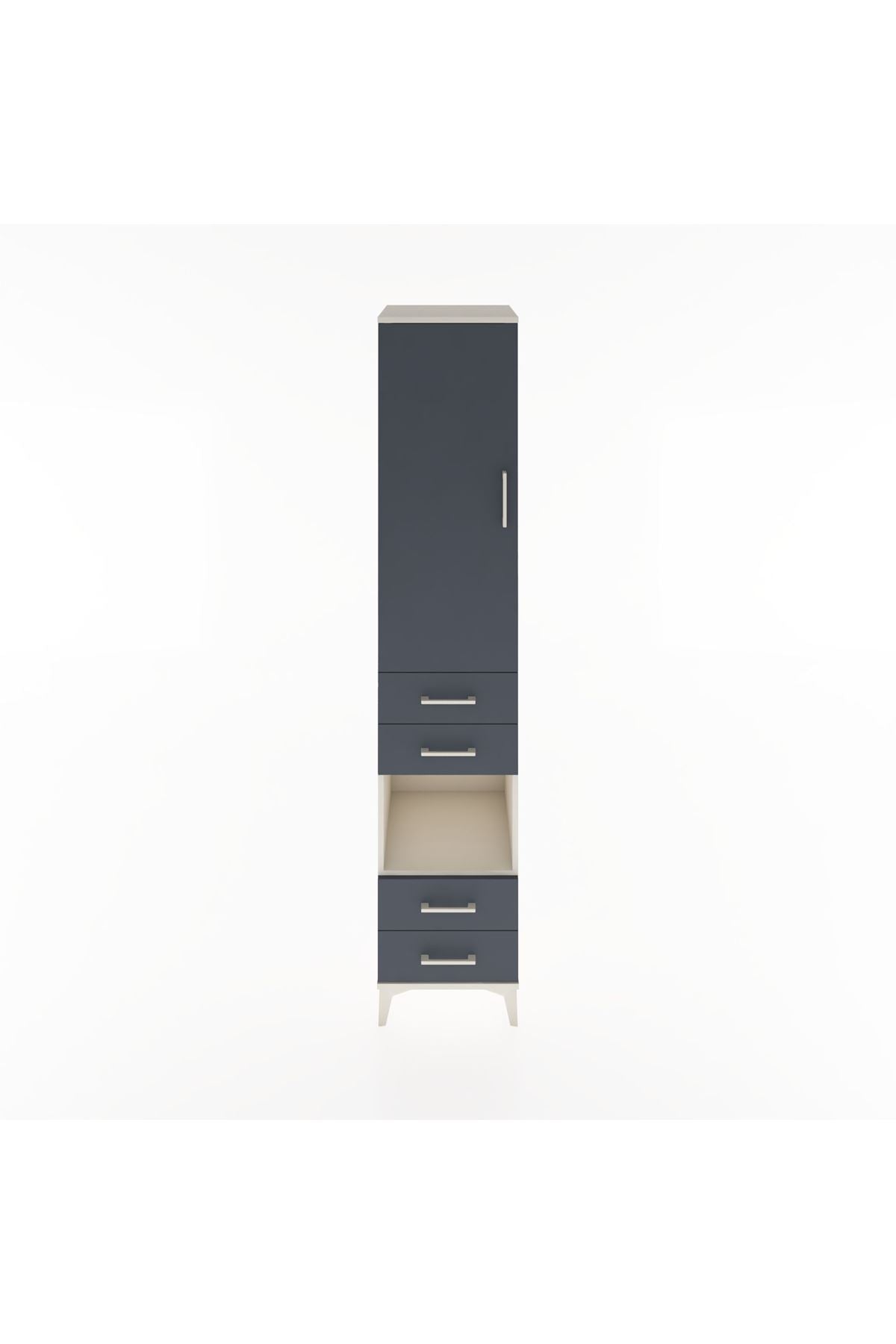 Hyperion Dolap 3 Raflı 4 Çekmeceli Tek Askılı 44x44x221 Aytaşı-Antrasit