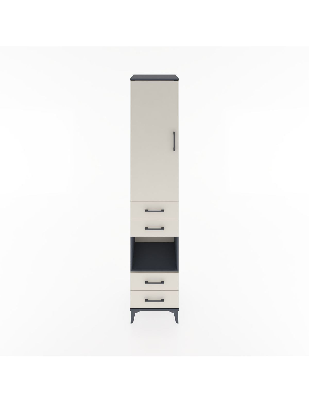 Hyperion Dolap 3 Raflı 4 Çekmeceli Tek Askılı 44x44x221 Antrasit-Aytaşı