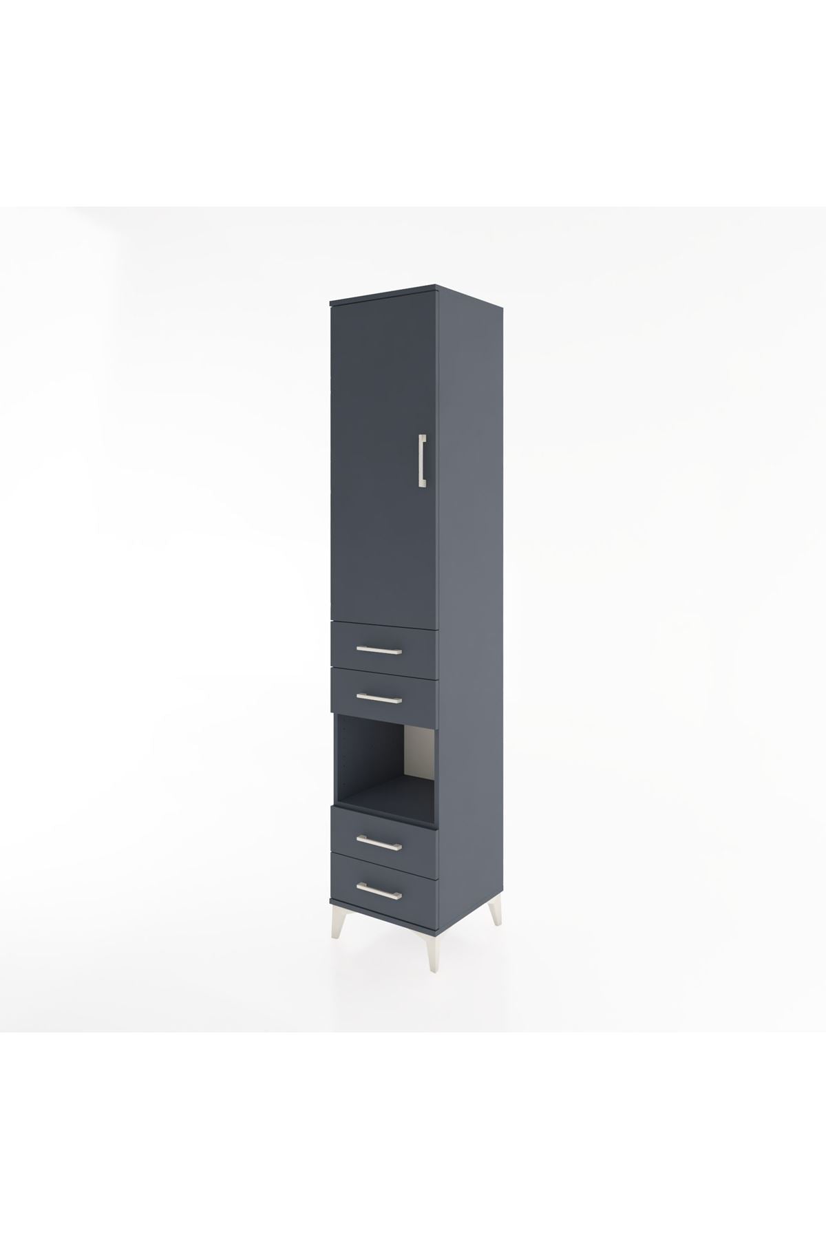 Hyperion Dolap 3 Raflı 4 Çekmeceli Tek Askılı 44x44x221 Antrasit-Antrasit