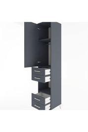 Hyperion Dolap 3 Raflı 4 Çekmeceli Tek Askılı 44x44x221 Antrasit-Antrasit