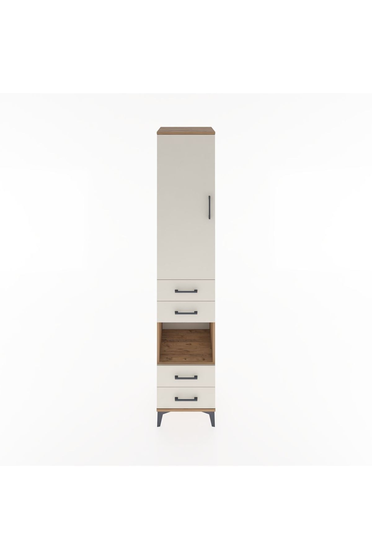 Hyperion Dolap 3 Raflı 4 Çekmeceli Tek Askılı 44x44x221 Çam-Aytaşı