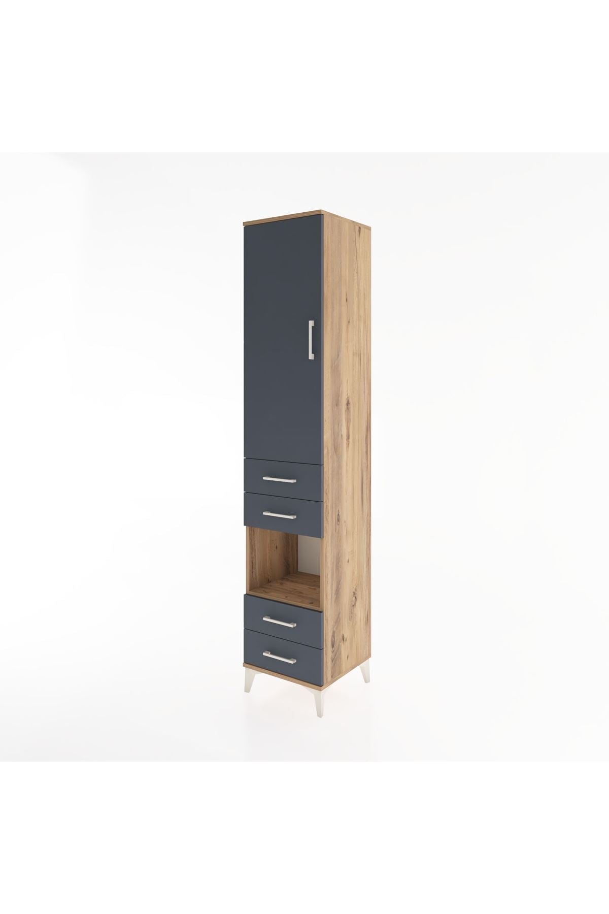 Hyperion Dolap 3 Raflı 4 Çekmeceli Tek Askılı 44x44x221 Çam-Antrasit