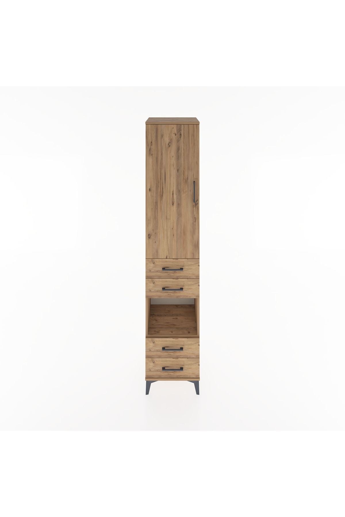 Hyperion Dolap 3 Raflı 4 Çekmeceli Tek Askılı 44x44x221 Çam-Çam